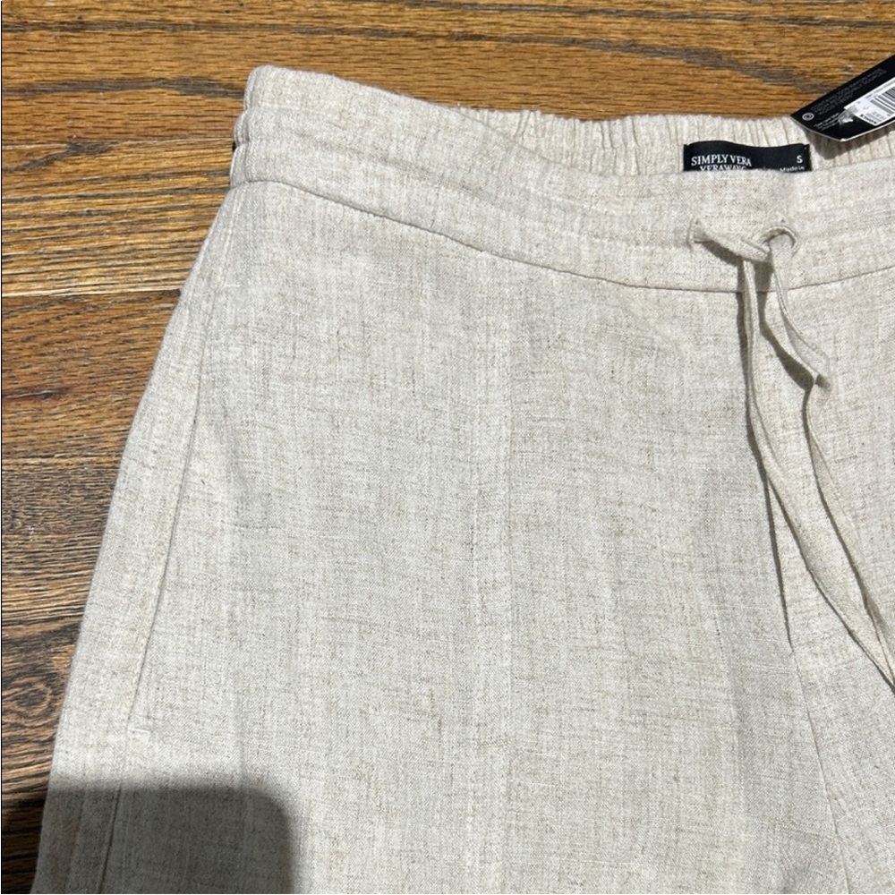 Vera Wang Beige Wide-Leg Linen Pants - Picture 3 of 11